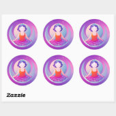 Sticker Rond Yoga méditation fille (Feuille)