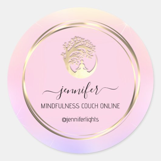 Sticker Rond Yoga Méditation Thérapeutique Couch Blush (Devant)