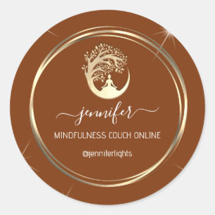 Sticker Rond Yoga Mindfulist Couch Gold Frame Brown