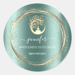 Sticker Rond Yoga Mindfulist Rose de canapé Turquoise
