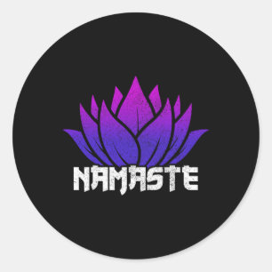 Sticker Rond Yoga Namaste Bouddha Fleur de Lotus Bouddhisme Yog