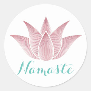 Sticker Rond Yoga Namaste Lotus Flower