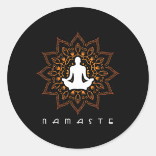 Sticker Rond Yoga - Namaste Mandala Bouddhisme Hindouisme Médit