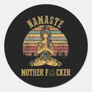 Sticker Rond Yoga Namaste Mère F