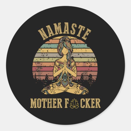Sticker Rond Yoga Namaste Mère F (Devant)