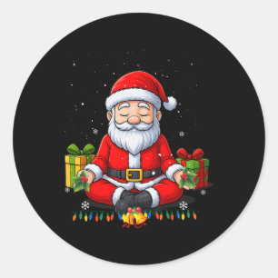 Sticker Rond Yoga Noël Pose de Père Noël Noël drôle de Noël Amo