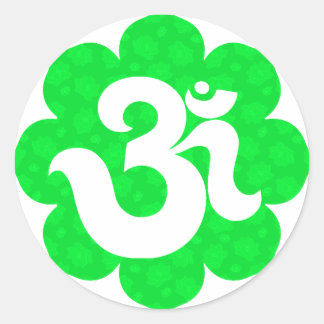 Sticker Rond Yoga Om en Lotus green