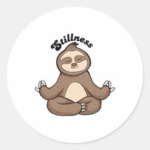 Sticker Rond Yoga ou immobilité quotidienne Paresseux inspiré h