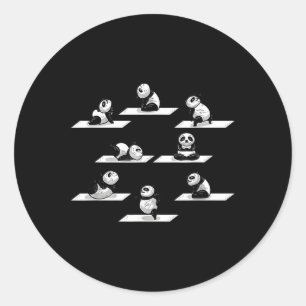 Sticker Rond Yoga Pandas Stretch Pot Ours Animal Panda