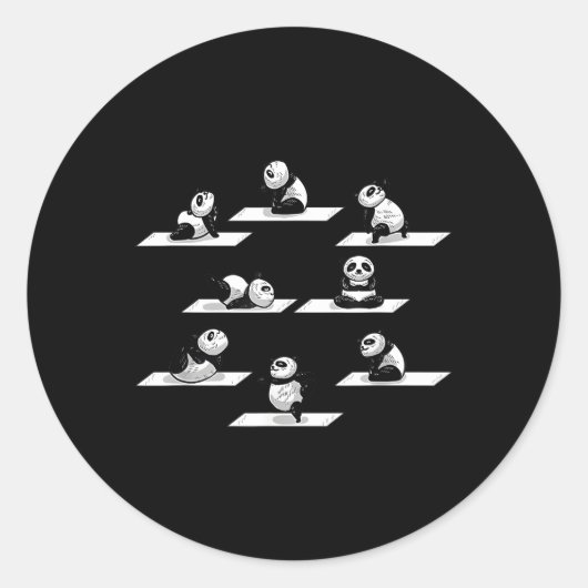 Sticker Rond Yoga Pandas Stretch Pot Ours Animal Panda (Devant)