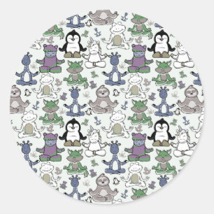 Sticker Rond Yoga pose motif   Yoga sans couture motif 66