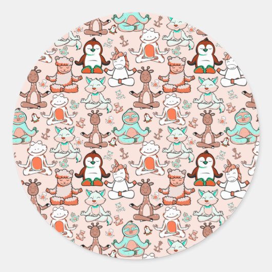 Sticker Rond Yoga poses pattern | Yoga seamless pattern 51 (Devant)