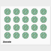 Sticker Rond Yoga poses pattern | Yoga seamless pattern 53 (Feuille)