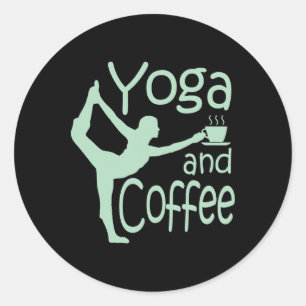 Sticker Rond Yoga pour femmes avec citations Yoga et café