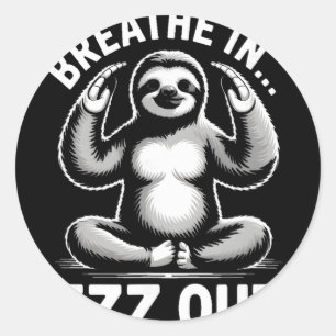 Sticker Rond Yoga Respirer En Zzz Sortir Paresseux _5