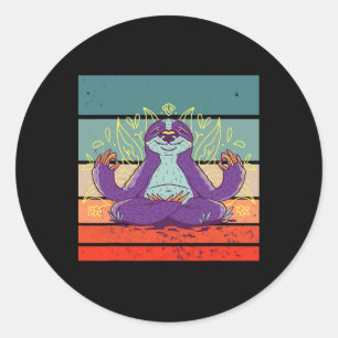Sticker Rond Yoga Sloth Méditation Zen Pleine Conscience Relaxa