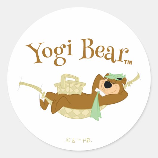 Sticker Rond Yogi Bear Pique-nique Hammock Nap Time (Devant)