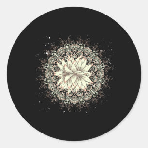Sticker Rond Yogi Lotus Yoga Méditation Pilates Fleur de Lotus