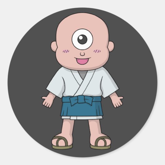 Sticker Rond Yokai Hitotsume-kozou (Enfant à un oeil) (Devant)