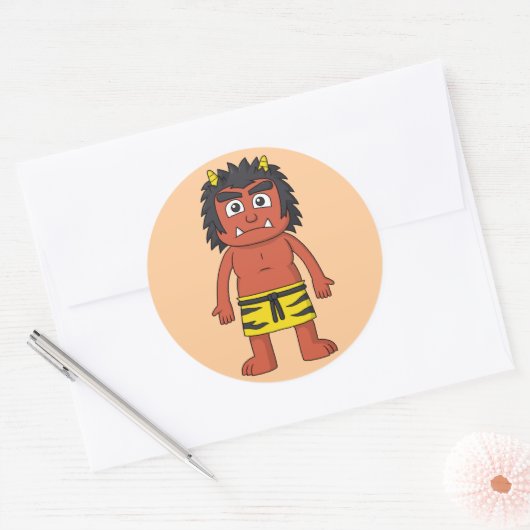 Sticker Rond Yokai Oni (Ogre) (Enveloppe)