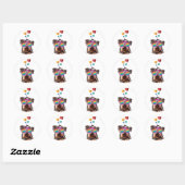 Sticker Rond Yorkie Chien avec Coeurs Saint-Valentin (Feuille)