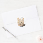 Sticker Rond Yorkie mignonne, Yorkshire Terrier, Chien, Animal  (Enveloppe)