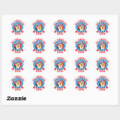 Sticker Rond Yorkie patriotique (Feuille)