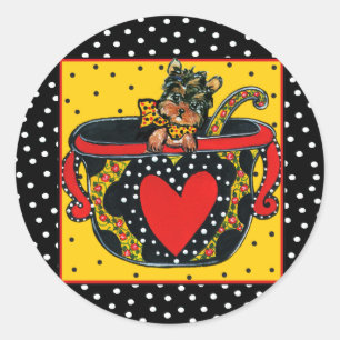 Sticker Rond Yorkie Poo