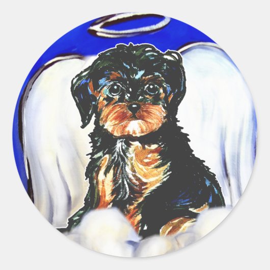 Sticker Rond Yorkie Poo Ange (Devant)