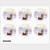 Sticker Rond Yorkshire Terrier (Feuille)