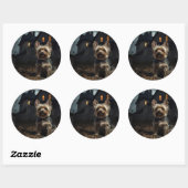 Sticker Rond Yorkshire Terrier Halloween Épouvantable (Feuille)