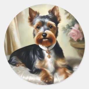 Sticker Rond Yorkshire Terrier mignon chien