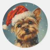 Sticker Rond Yorkshire Terrier Noël (Devant)