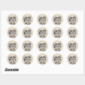 Sticker Rond Yorkshire Terrier Puppy Peinture Chien original (Feuille)