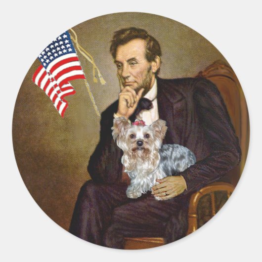 Sticker Rond Yorkshire Terrier (T) - Lincoln (Devant)