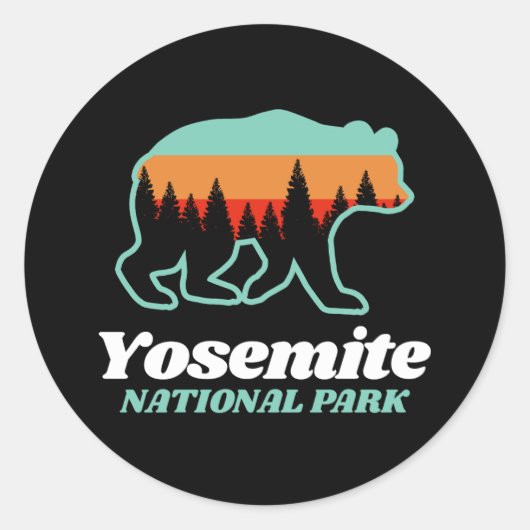 Sticker Rond Yosemite Parc National Ours Randonnée Camping Cade (Devant)