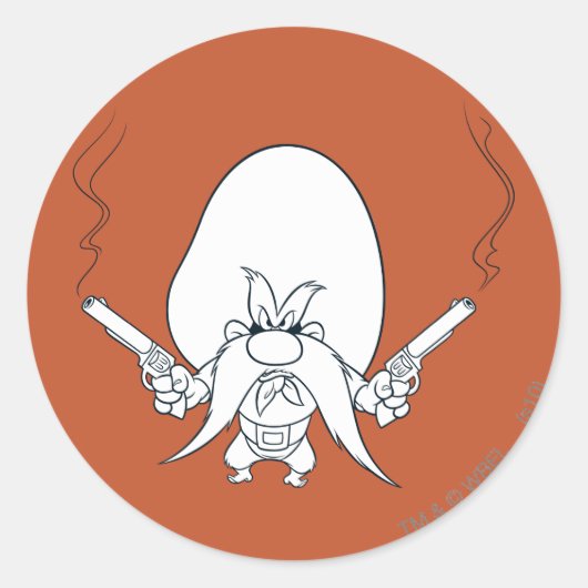 Sticker Rond Yosemite Sam Fusils Fumeurs (Devant)