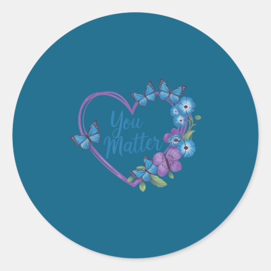 Sticker Rond You Heart Suicide Prevention Awareness  (Devant)