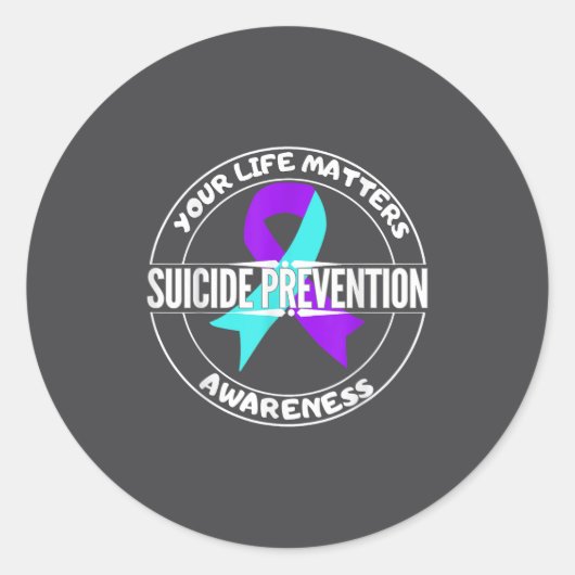 Sticker Rond You Life S Suicide Prevention Awareness Teal Purpl (Devant)