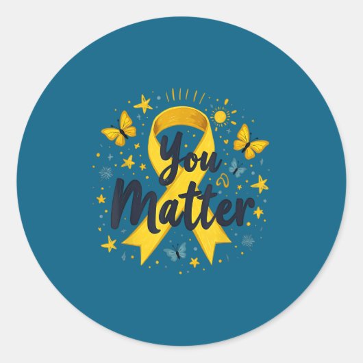 Sticker Rond You Matther Suicide Prevention Awareness Yellow Ri (Devant)