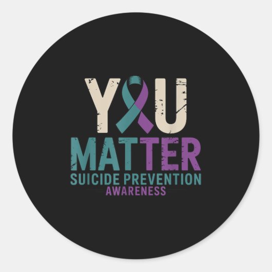 Sticker Rond You Suicide Prevention Awareness Ribbon  (Devant)