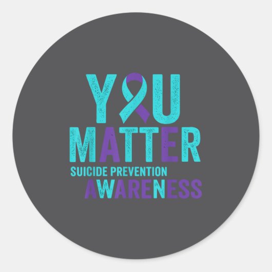Sticker Rond You Suicide Prevention Awareness Ribbon (Devant)