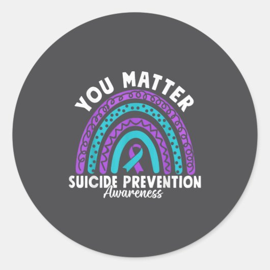 Sticker Rond You Suicide Prevention Awareness Teal &amp; Purple (Devant)