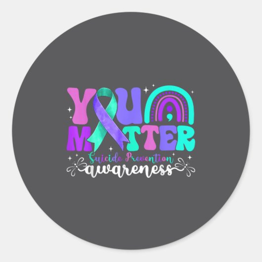 Sticker Rond You Suicide Prevention Awareness Teal &amp; Purple (Devant)