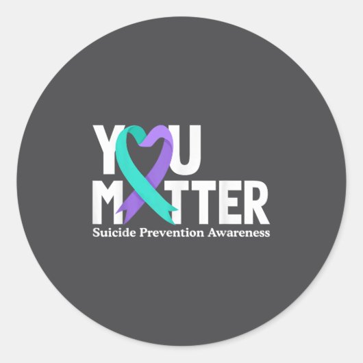 Sticker Rond You Suicide Prevention Awareness Teal &amp; Purple (Devant)