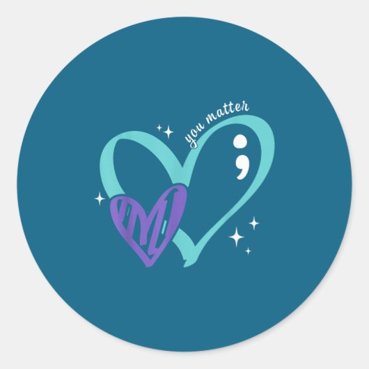 Sticker Rond You Suicide Prevention Awareness Teal &amp; Purple (Devant)