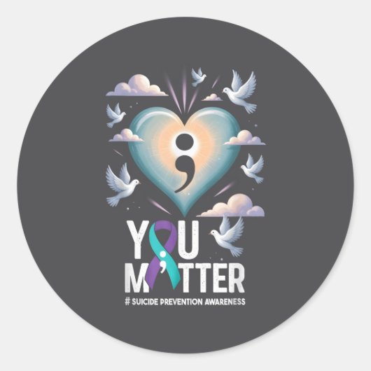 Sticker Rond You Suicide Prevention Week Mental Health Awarenes (Devant)