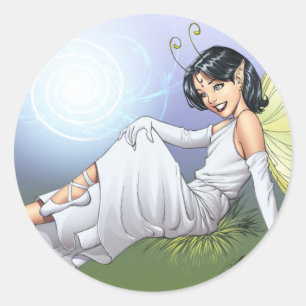 Sticker Rond Young Magical Elf Fairy par Al Rio