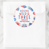 Sticker Rond Young Wild et Three 4 juillet 3e anniversaire (Sac)