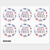 Sticker Rond Young Wild et Three 4 juillet 3e anniversaire (Feuille)